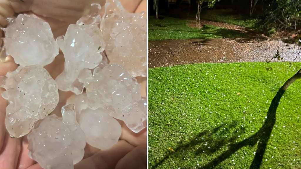 Chuva de granizo surpreende moradores de Colatina e Aracruz